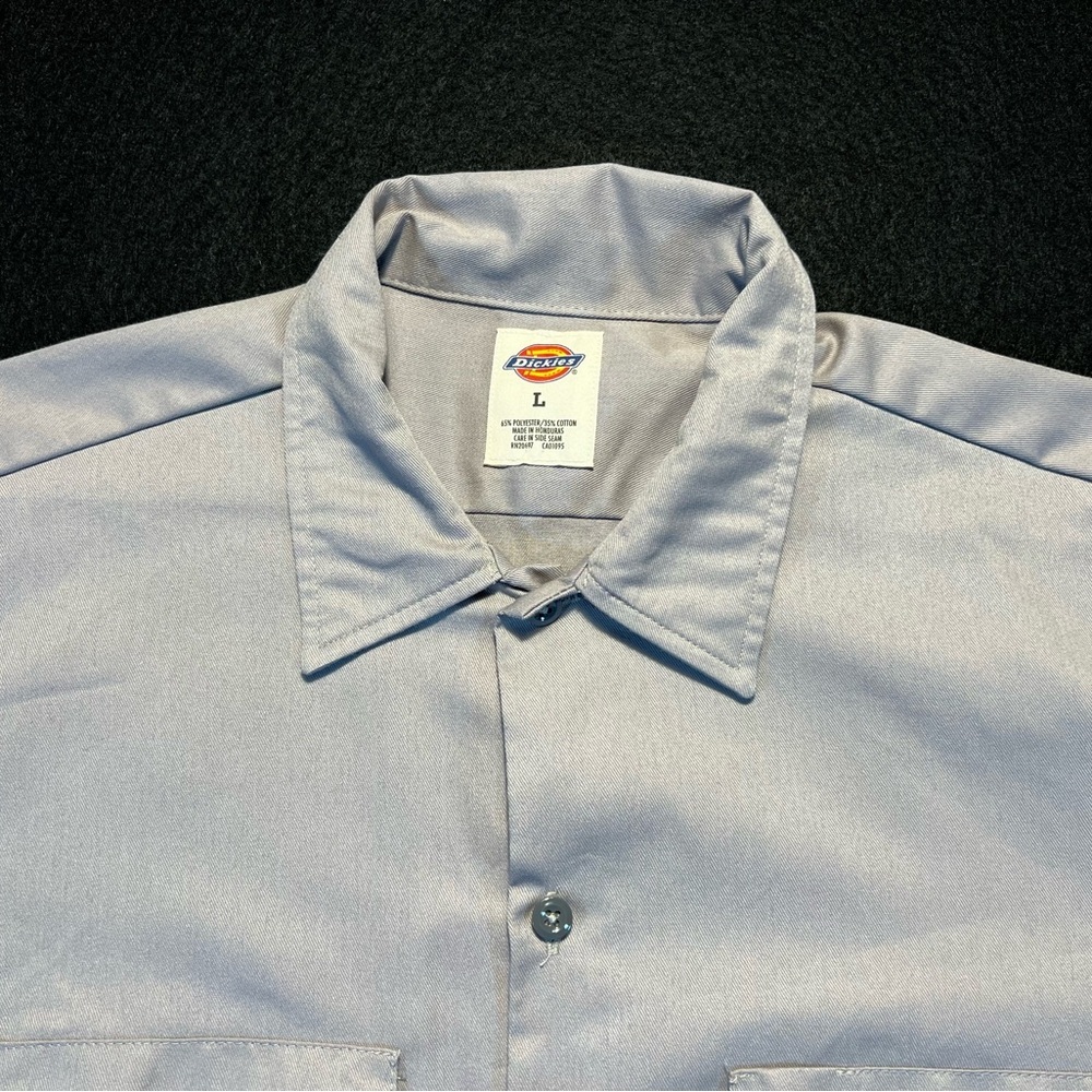 Dickies Men’s Large Gray Long Sleeve Button-Up Work Shirt Twill - Picture 2 of 7